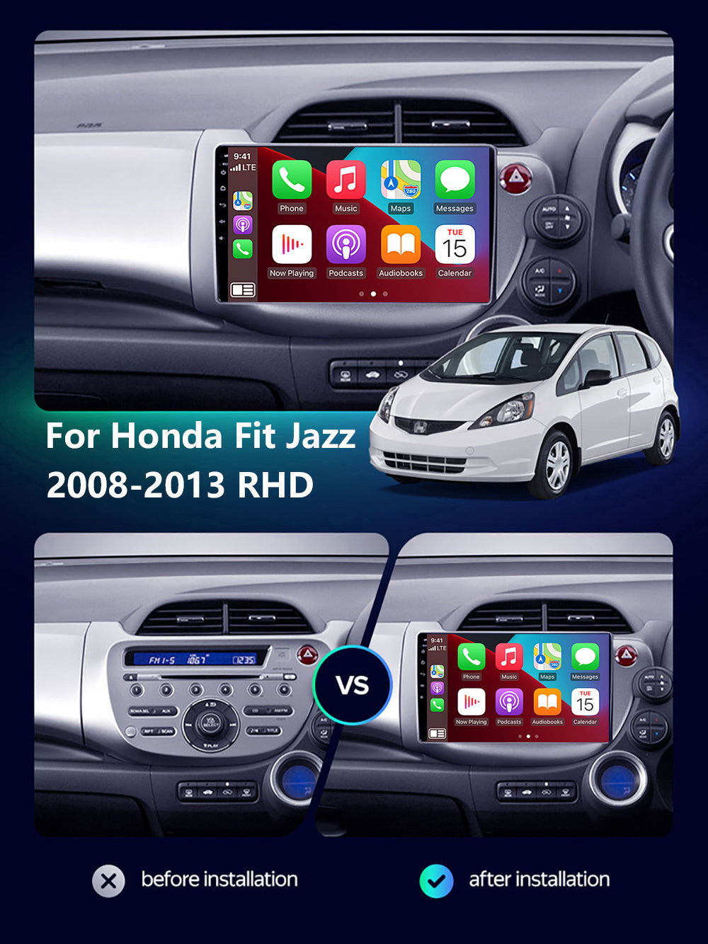Honda Fit Jazz 2008-2013 CarPlay Stereo Wireless