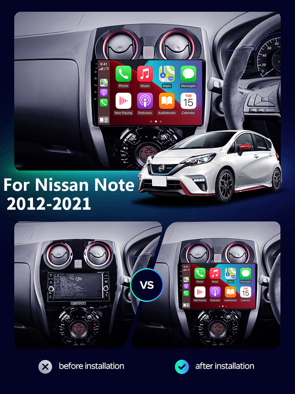 Nissan Note 2012-2021 CarPlay Stereo Wireless