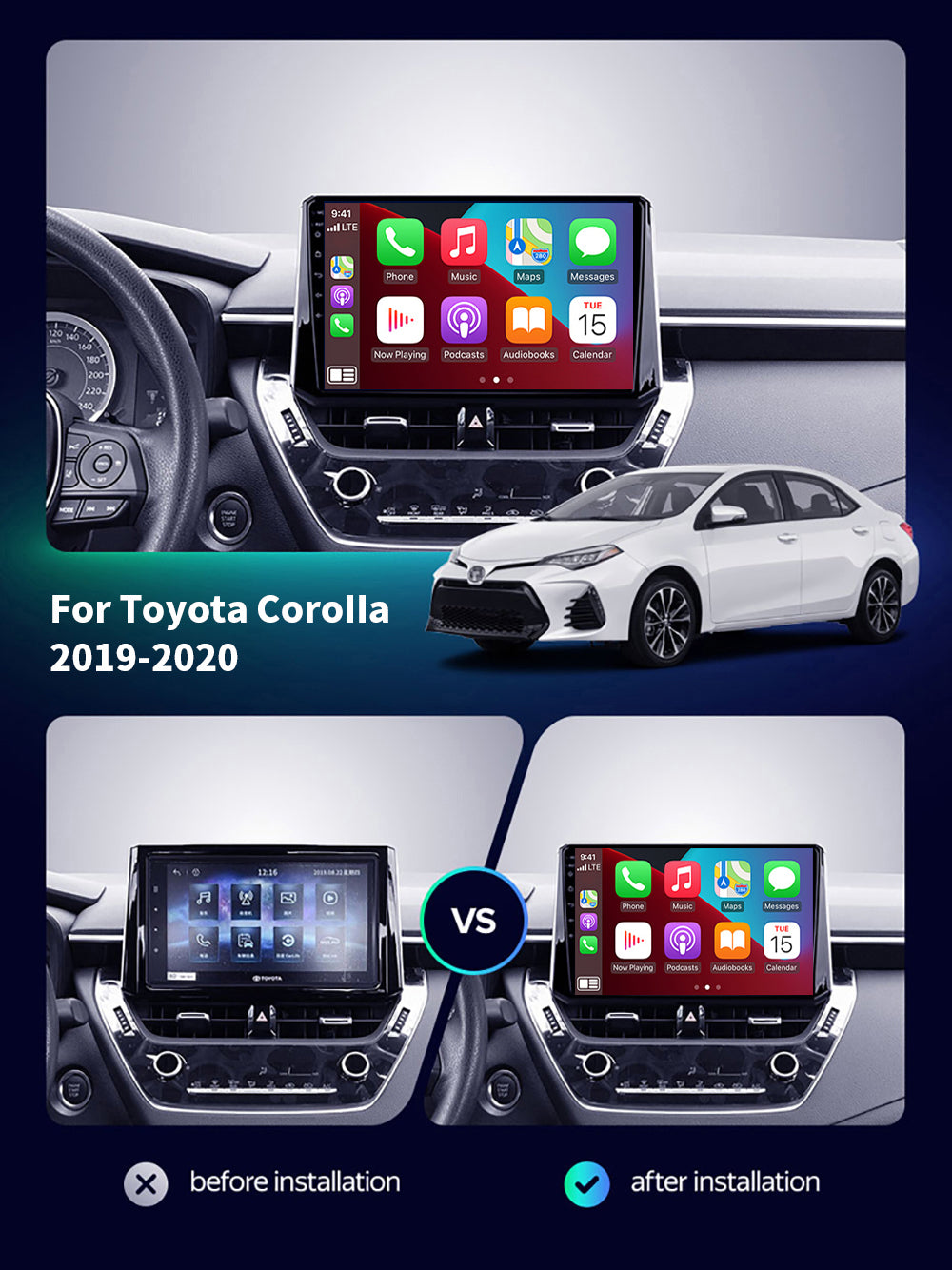 Toyota Corolla 2019-2020 Carplay Stereo