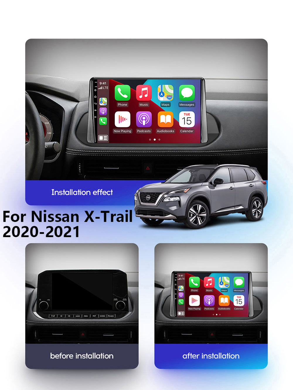 Nissan X-Trail 2020–2021 CarPlay Stereo Wireless Android Auto
