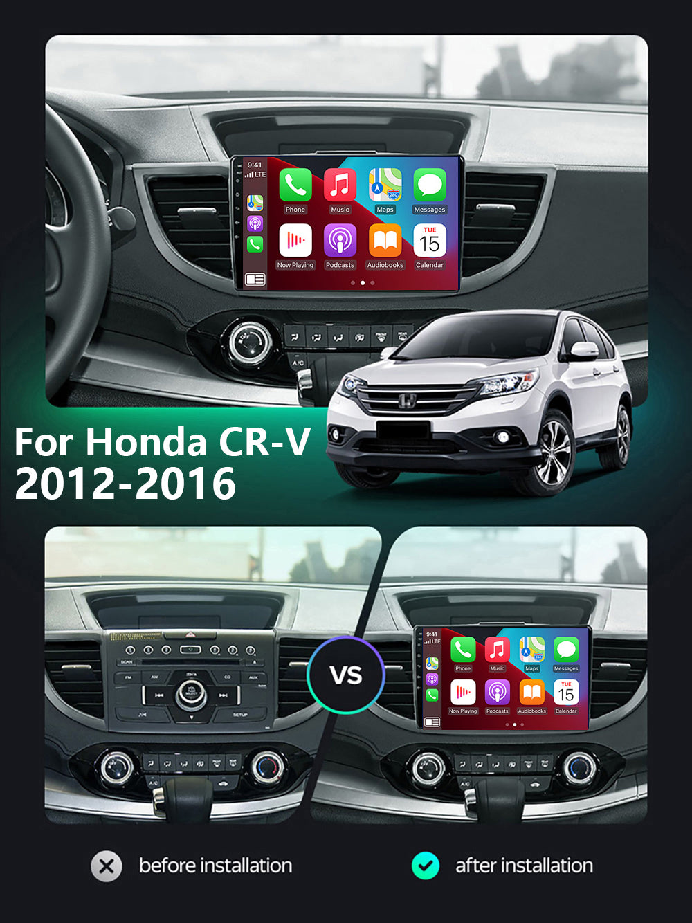 Honda CR-V 2012–2016 CarPlay Stereo Wireless Android Auto