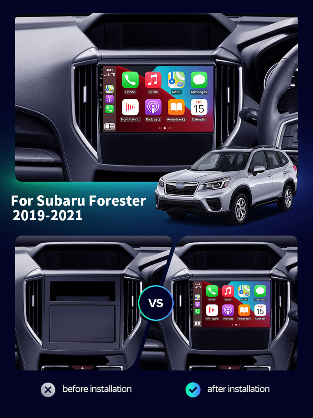 Subaru Forester 2019–2021 CarPlay Stereo Wireless Android Auto