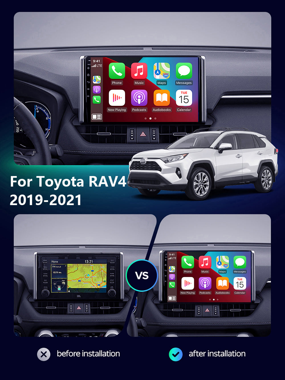 Toyota Rav4 2019-2021 CarPlay Stereo Wireless